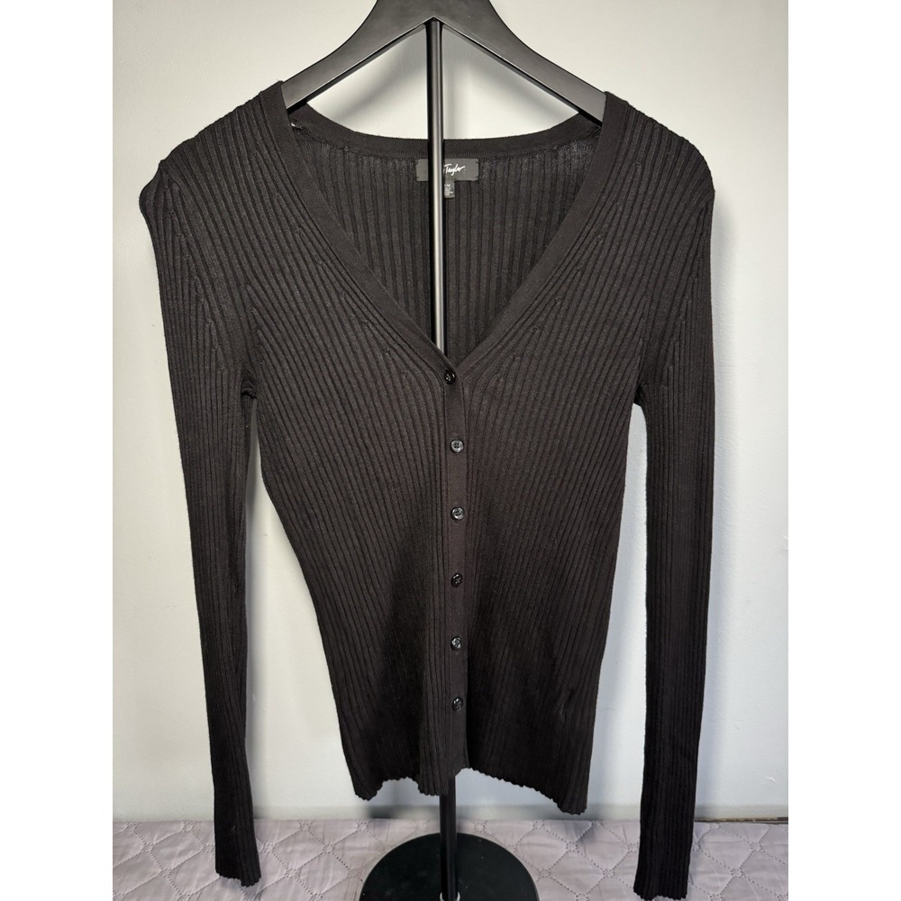 LORD&TAYLOR WOMAN'S BUTTON DOWN‎ SWEATER SIZE MED BLACK